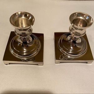 Heirloom Brass Set Of 2 Taper Candle Holders Silver